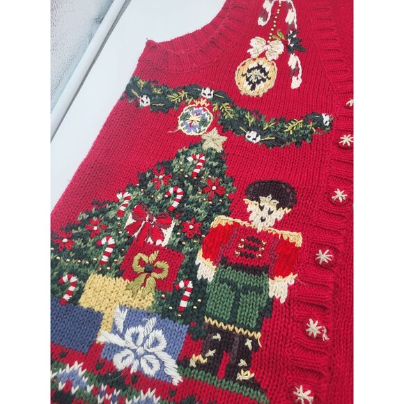 VTG Heirloom Collectibles Ugly Christmas Sweater Vest Nutcracker Holiday SZ S - Picture 6 of 9